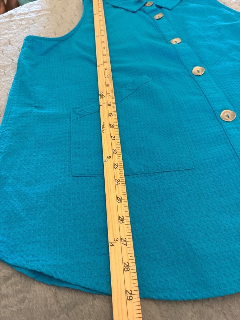 TeezHer XL Cornflower Blue Textured Cotton 2-Piece Tunic Capri Set NWT - Picture 9 of 15